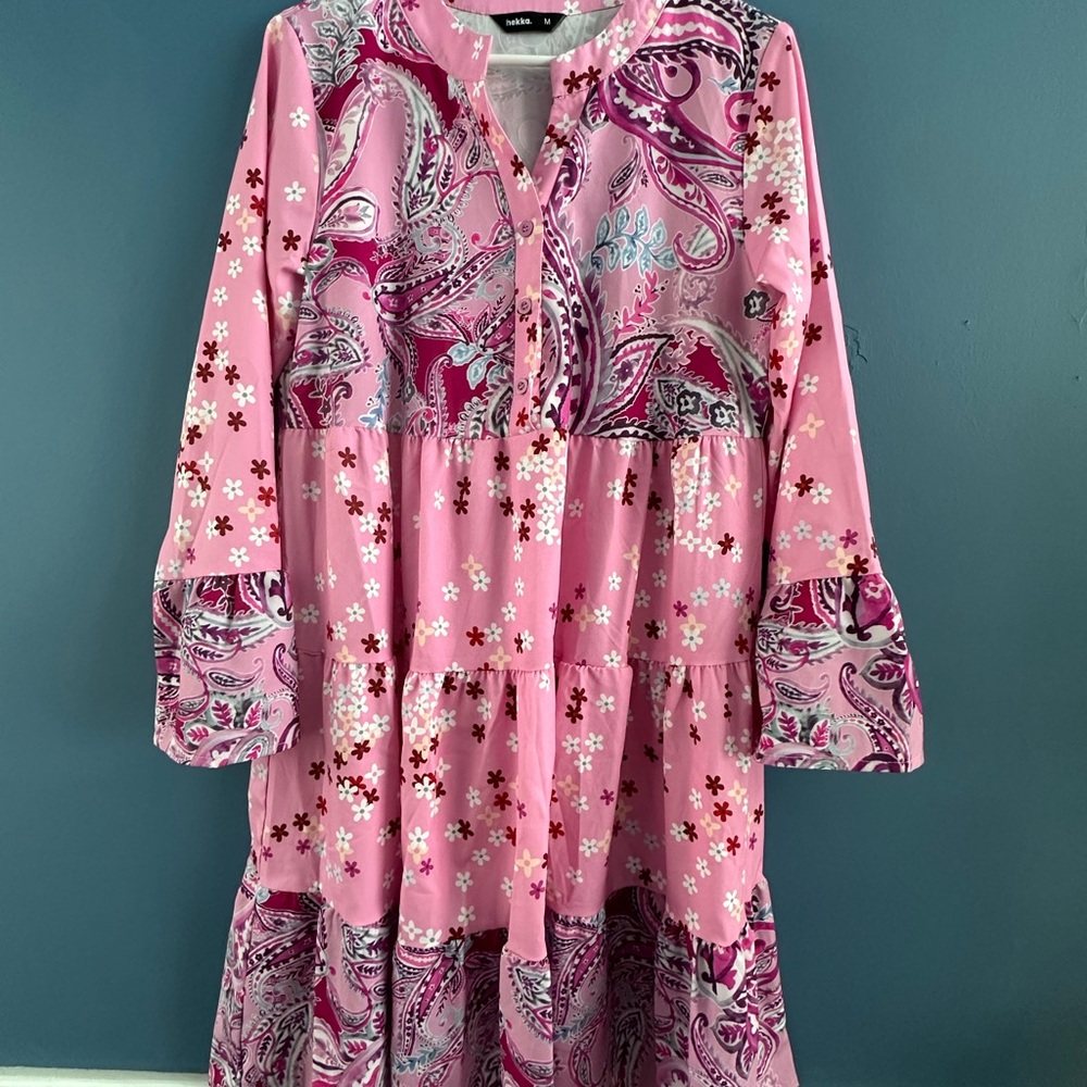 Hekka Pink Paisley Floral Dress
